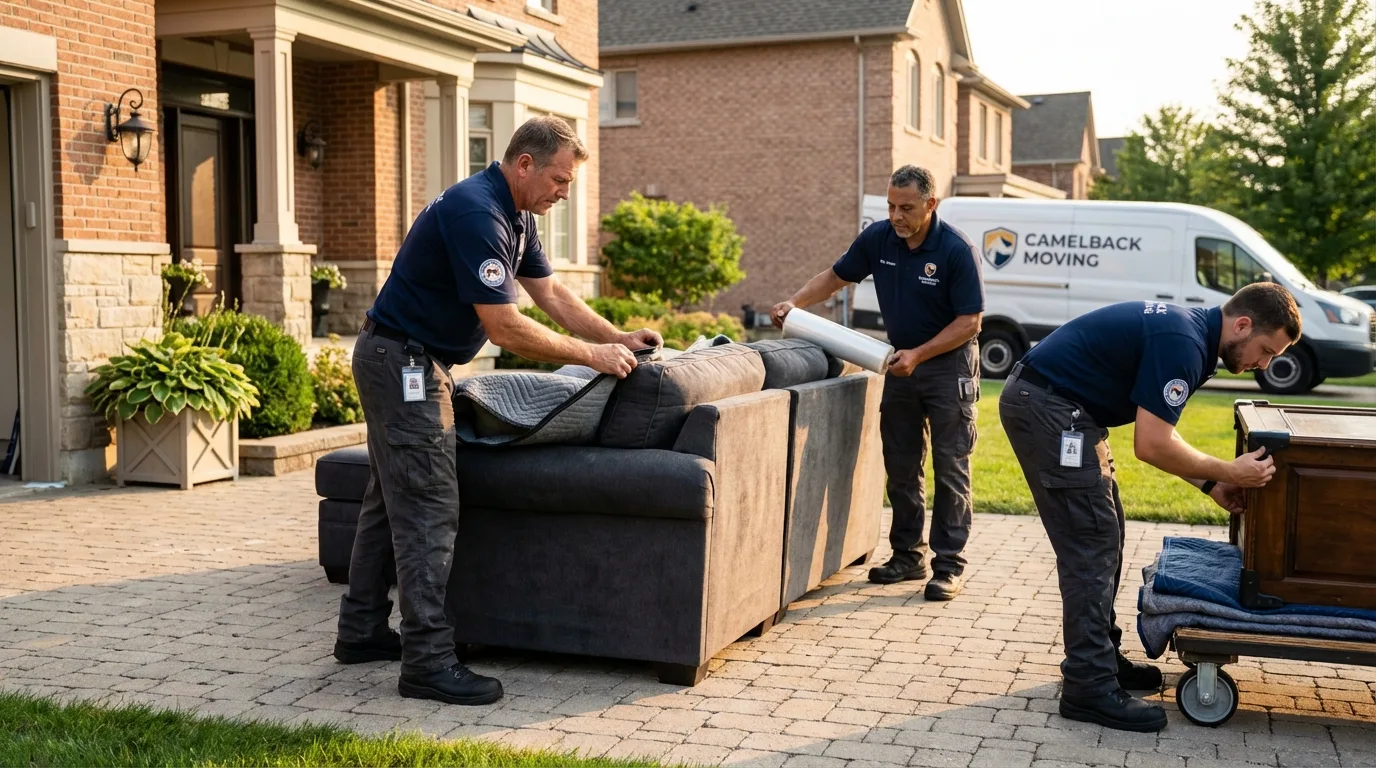 Large estate moving crew wrapping furniture in Wasilla, AK
